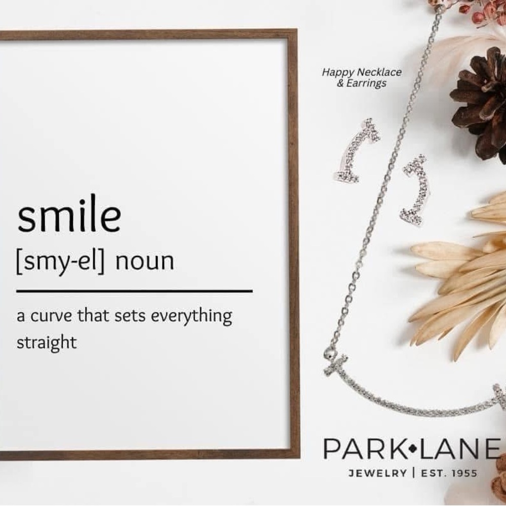 BNIB Park Lane Happy Designer-inspired SILVER Necklace and Earrings Set